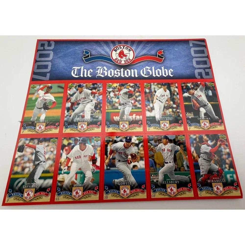 Lot of 6 2007 Upper Deck Boston Red Sox Boston Globe Sheet‎ Matsuzaka Ellsbury